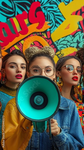 Female Activism concept with megaphone