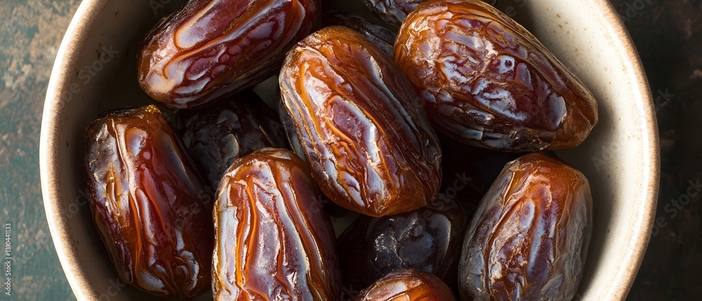 Closeup of Sweet Medjool Dates in Bowl Closeup of Sweet Medjool Dates in Bowl