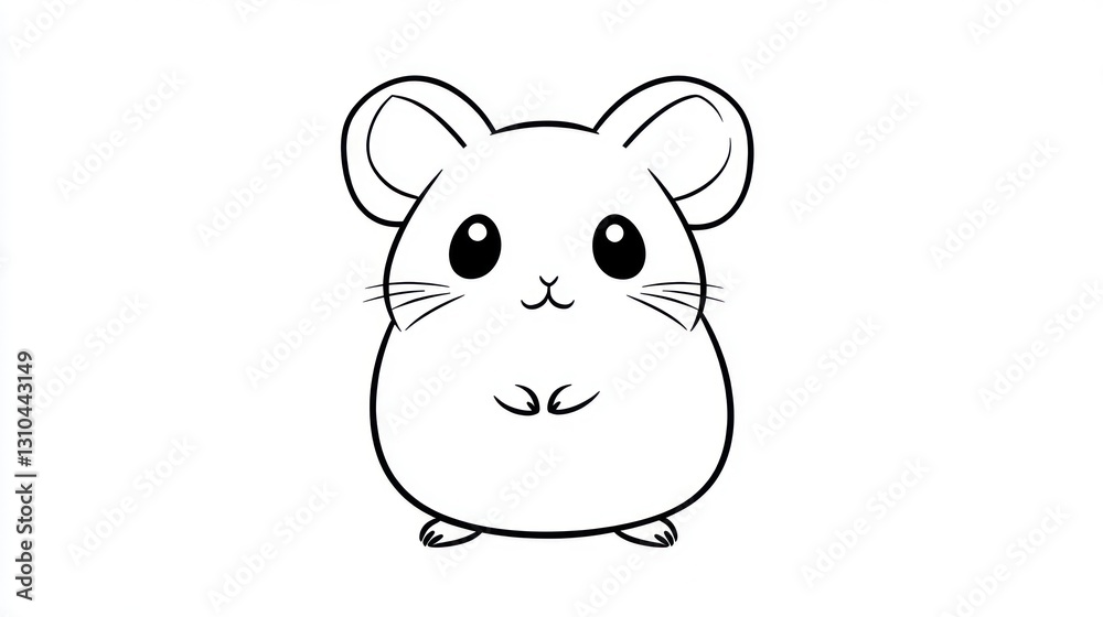 Fototapeta premium A simple black and white illustration of a cute little mouse