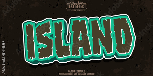 Island editable text effect, customizable cartoon and adventure 3d font style