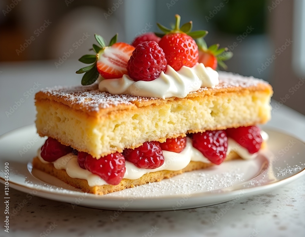 Appetizing Creamy Cake with special filling fluffy cake layer with creamy filling, fruit jam and fresh elements as dessert, extraordinary taste experience Appetizing Creamy Cake with special filling fluffy cake layer with creamy filling, fruit jam and fresh elements as dessert, extraordinary taste experience