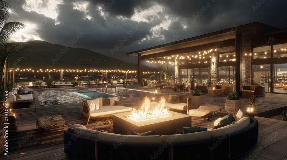 Fototapeta premium a rooftop restaurant with outdoor seating