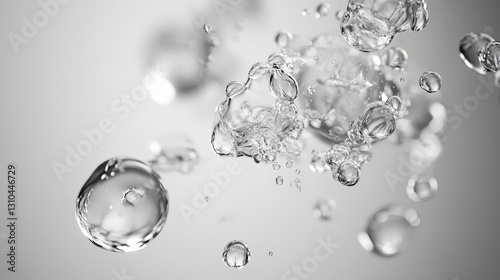 Dynamic water bubbles rising underwater scene stock image minimalistic setting close-up view fluid motion