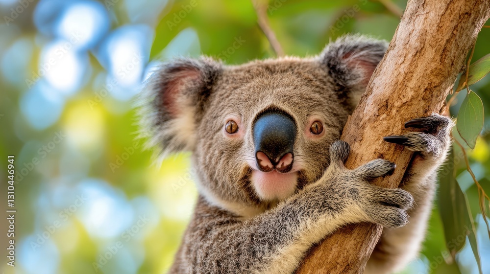 Majestic koala enjoying eucalyptus trees in sunlit Australian forest Majestic koala enjoying eucalyptus trees in sunlit Australian forest