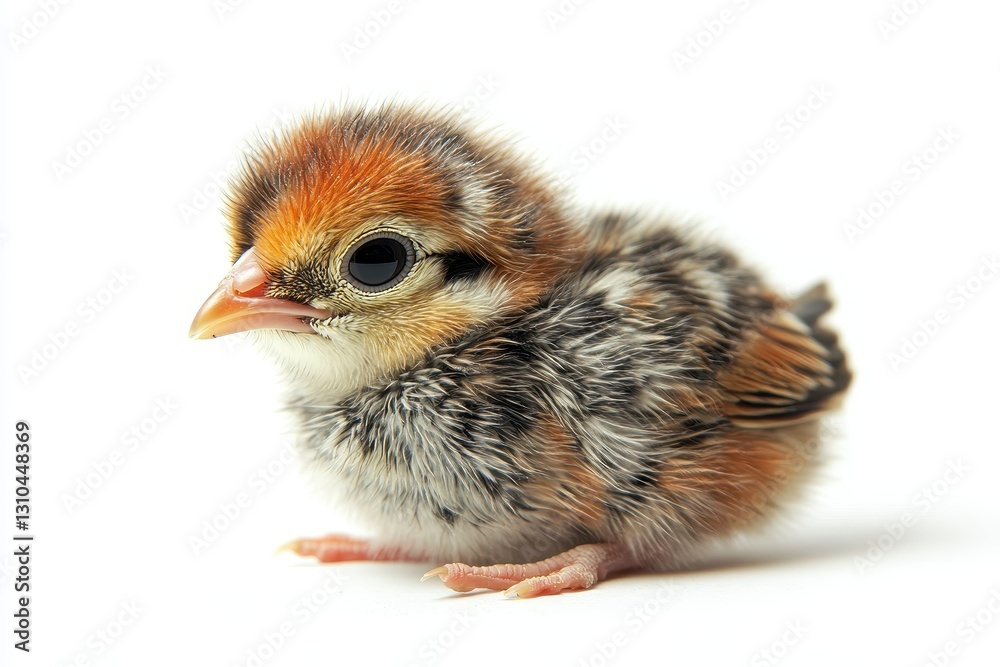 Obraz premium Cute Baby Bird with Fluffy Feathers on White Background