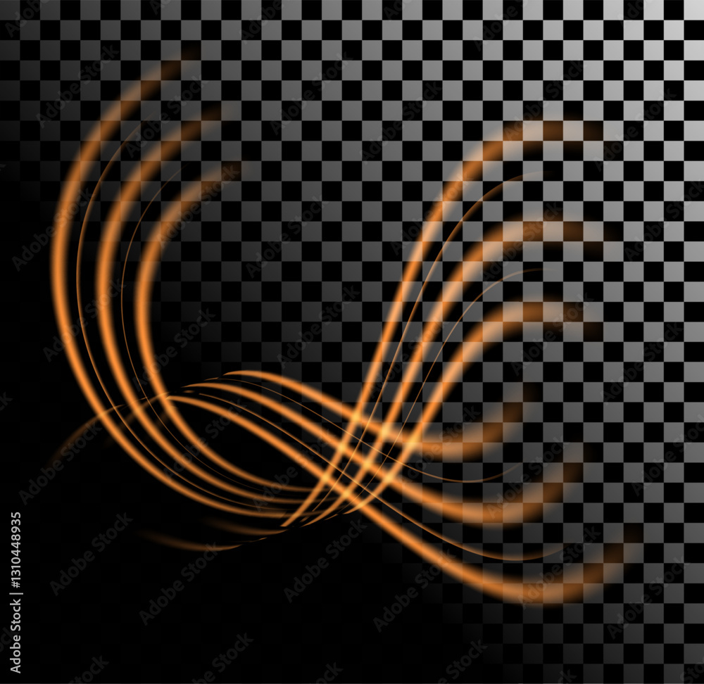 Naklejka premium Abstract Orange Light Waves Displayed Beautifully on a Transparent Background Surface