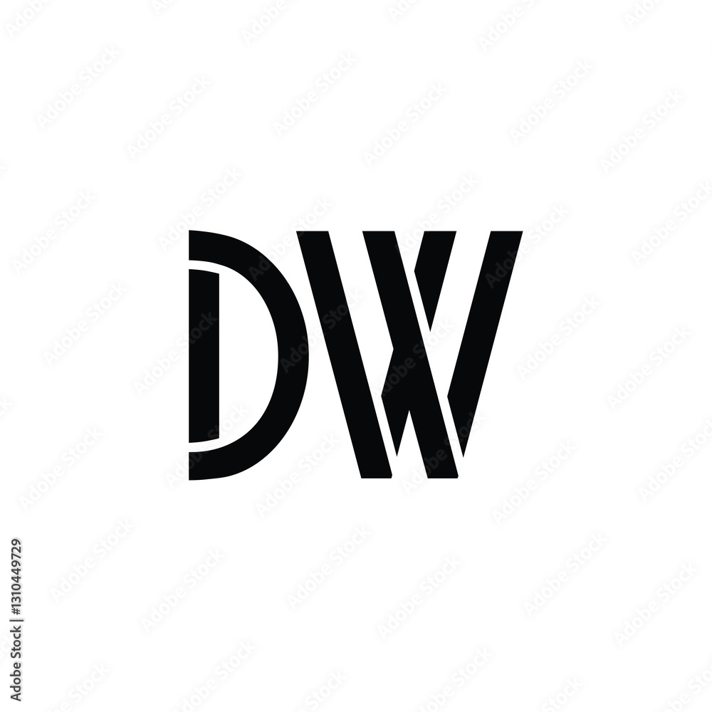 Obraz premium DW monogram logo design letter text name symbol monochrome logotype alphabet character simple logo
