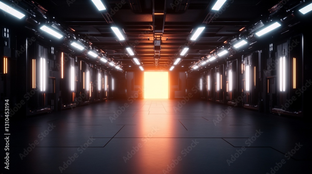 Glowing Corridor Futuristic Tech Tunnel Glowing Corridor Futuristic Tech Tunnel