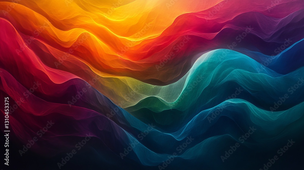 Obraz premium Abstract Colorful Waves Digital Art Vibrant Hues Flowing Design Modern Background Gradient Texture Smooth Seamless Pattern Artistic Illustration 