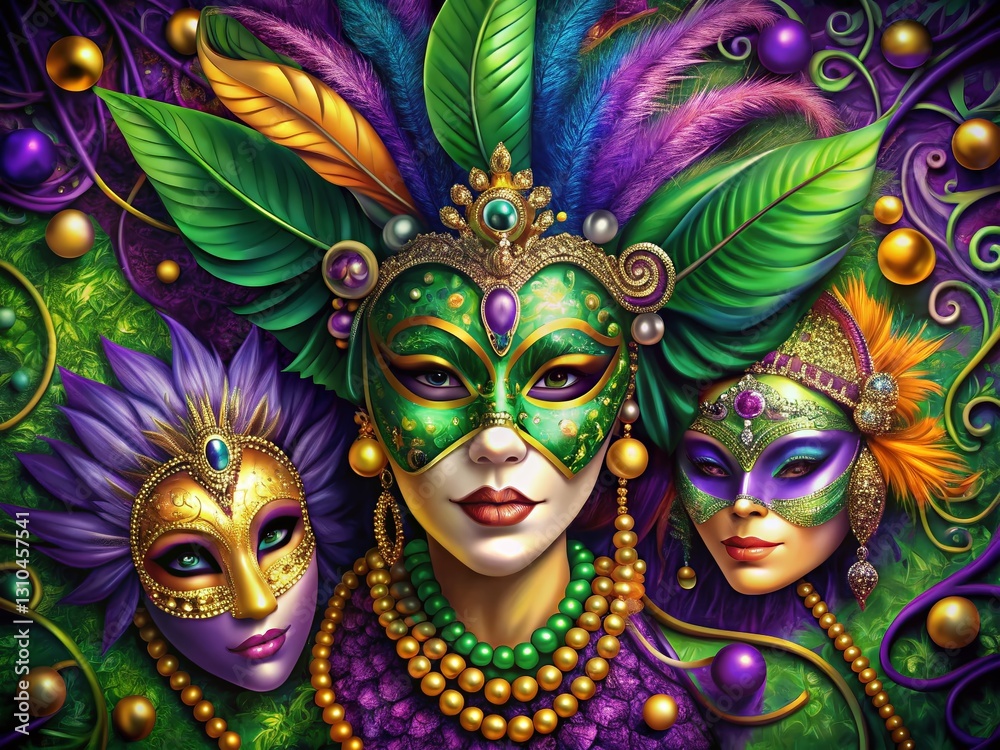Obraz premium Elegant Doodle Mardi Gras Party Portrait Photography