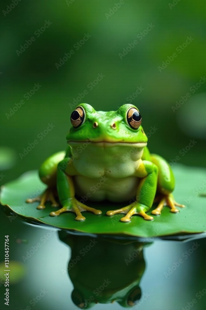 green frog sitting on a lily pad, water, cartoon, green frog green frog sitting on a lily pad, water, cartoon, green frog
