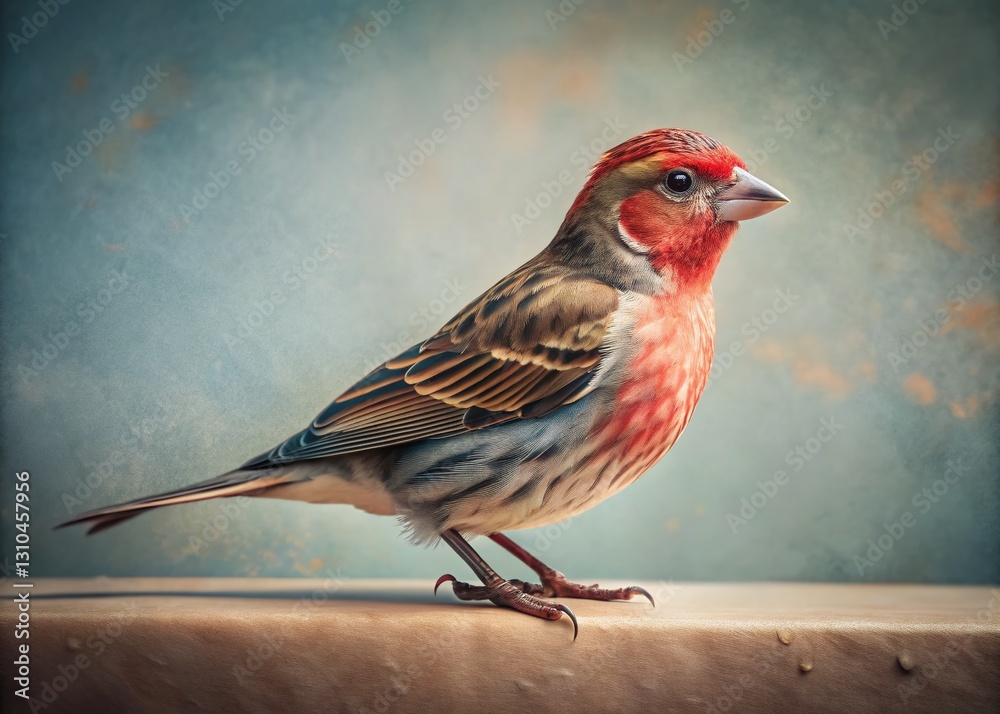 Elegant Finch on Washi Tape: Delicate Bird and Paper Texture Portrait Elegant Finch on Washi Tape: Delicate Bird and Paper Texture Portrait