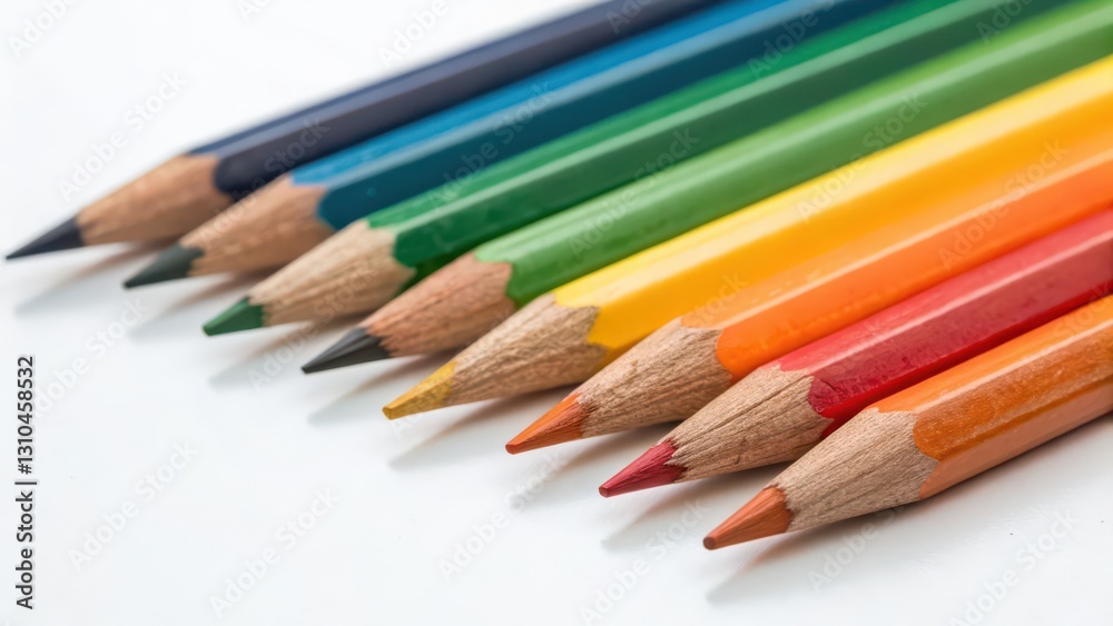 Colored Pencils on White Background Colored Pencils on White Background