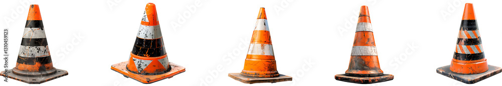 Traffic cone on transparent background collection set Traffic cone on transparent background collection set