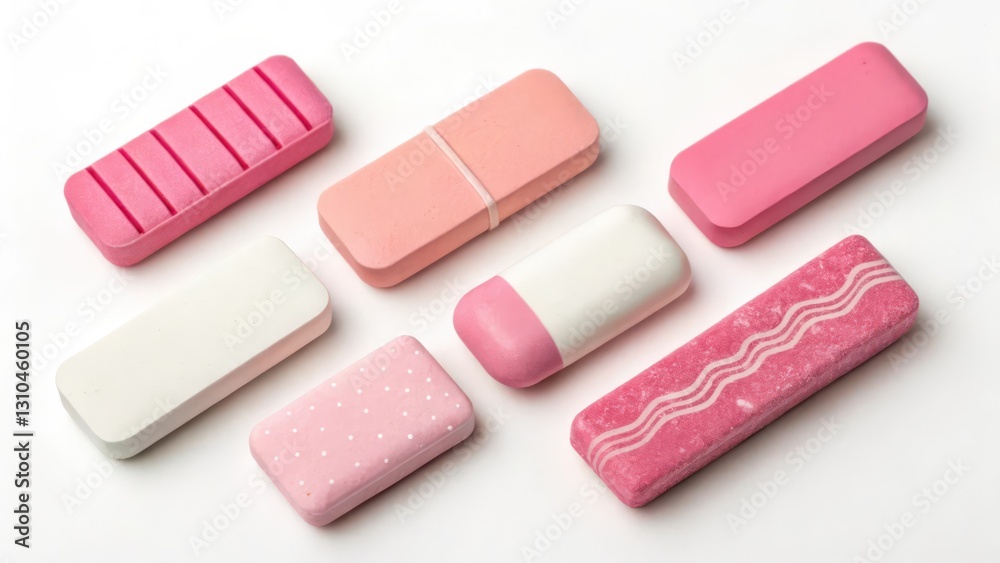 Pink and White Rectangular Objects on White Background Pink and White Rectangular Objects on White Background