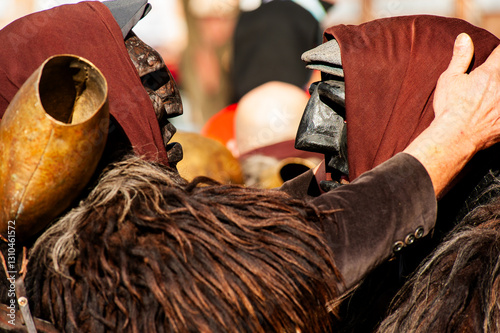 Typical carnival, Mamuthones parade, Mamoiada, Sardinia, Italy