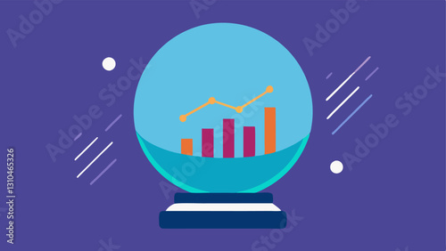 Predictive Analytics A crystal ball with data patterns and financial graphs emerging symbolizing AIs ability to predict market trends and investment outcomes.