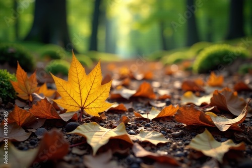 Leaf litter on a forest floor, earthy, forest floor, leaf litter