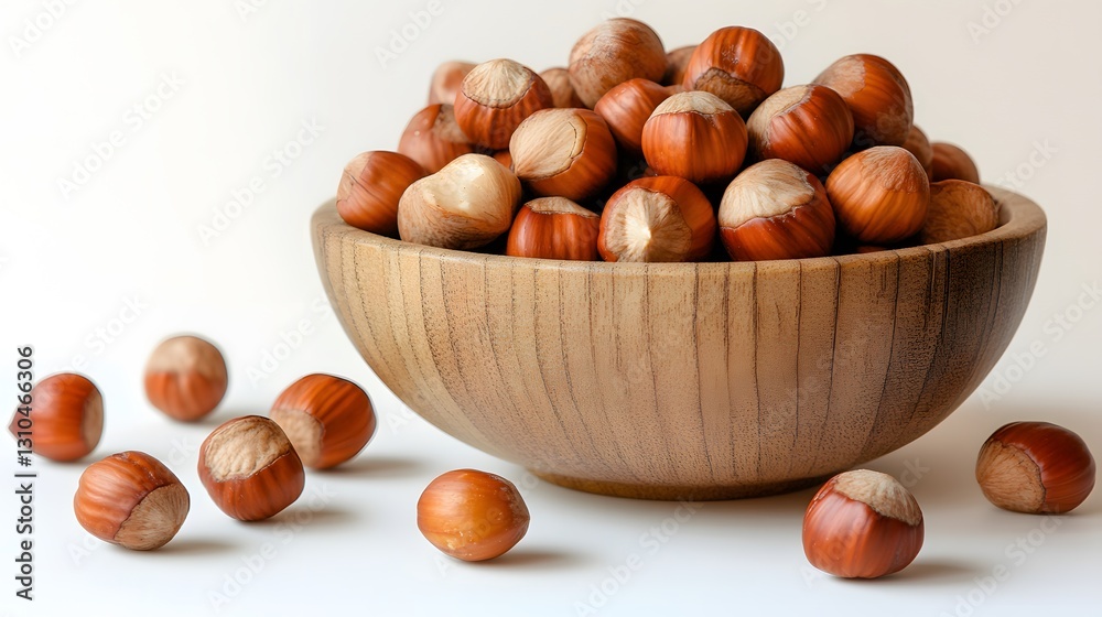 Wooden Bowl Filled with Hazelnuts, Close-up Photo of Hazelnuts in a Bowl Wooden Bowl Filled with Hazelnuts, Close-up Photo of Hazelnuts in a Bowl
