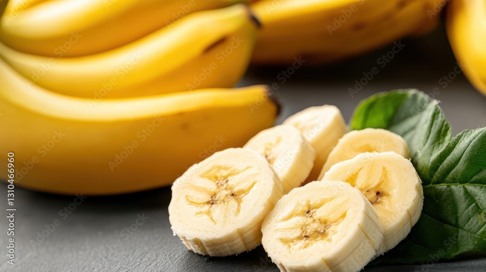 Sliced sweet bananas ready for a delicious treat or healthy snack Sliced sweet bananas ready for a delicious treat or healthy snack