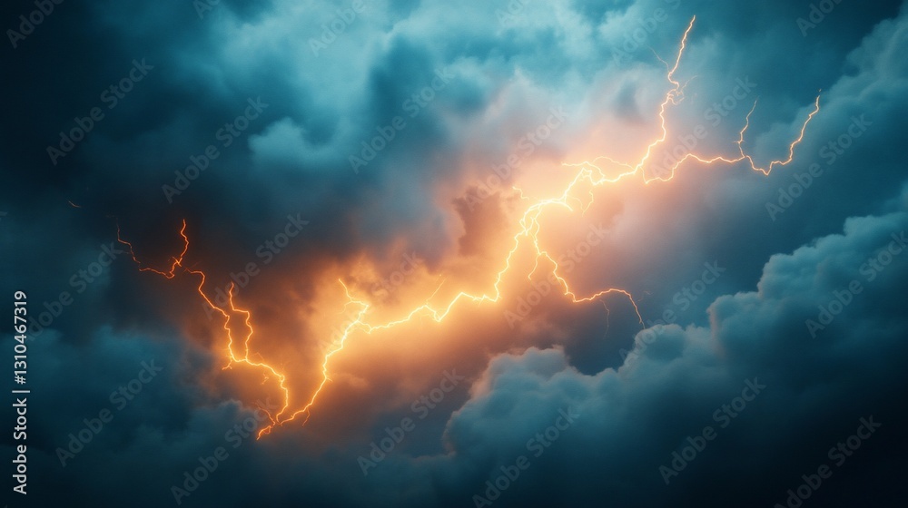 Fototapeta premium Lightning Strike Amidst Dark Storm Clouds