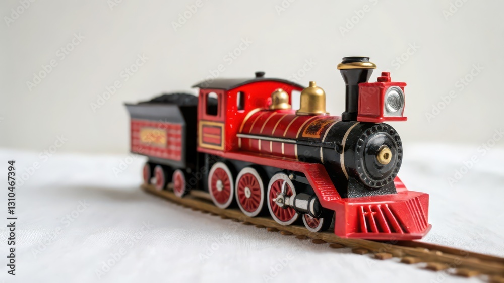 Naklejka premium Red Toy Train on White Background
