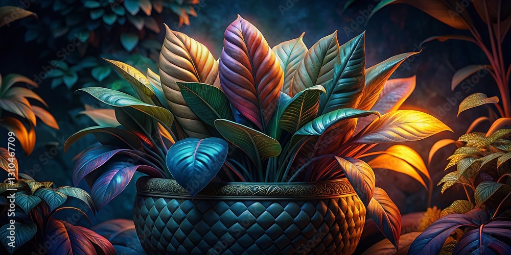 Elegant Pencil Sketch: Low-Light Plant Basket Illustration