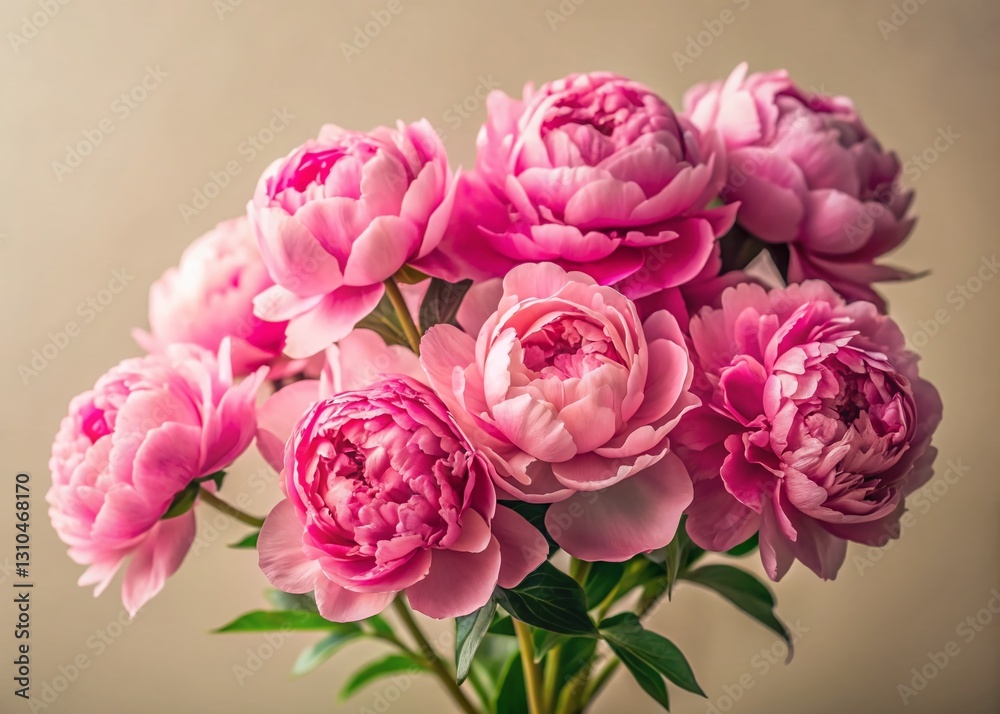 Obraz premium Elegant Pink Peony Bouquet Closeup - Minimalist Floral Photography
