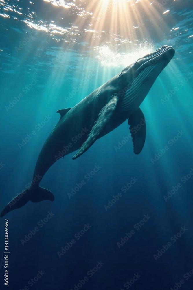Fototapeta premium Massive whale silhouette on the ocean floor , ocean, marine, creature