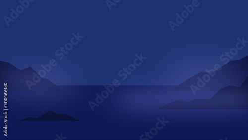 Misty Moonlit Ocean with Rocky Shores