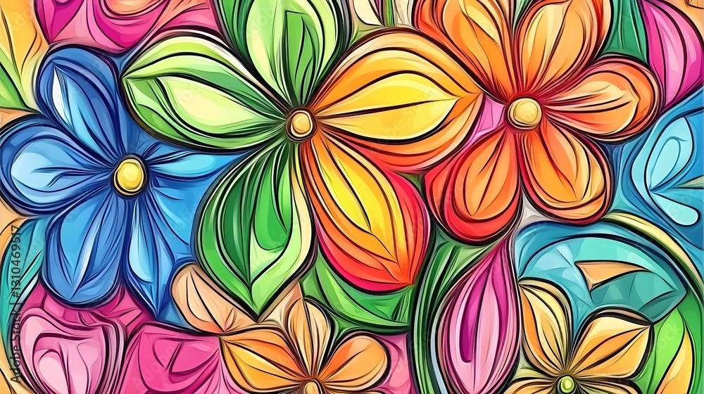 Vibrant Colorful Flower Abstract Art Painting Vibrant Colorful Flower Abstract Art Painting