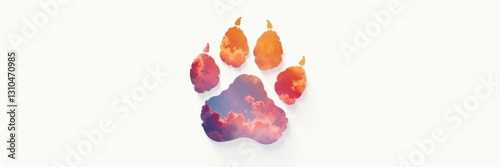 Minimalist lion paw print on white background, animal prints, vector illustration, vector graphics