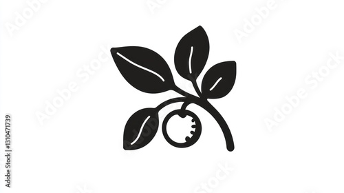 Simple black and white berry branch illustration