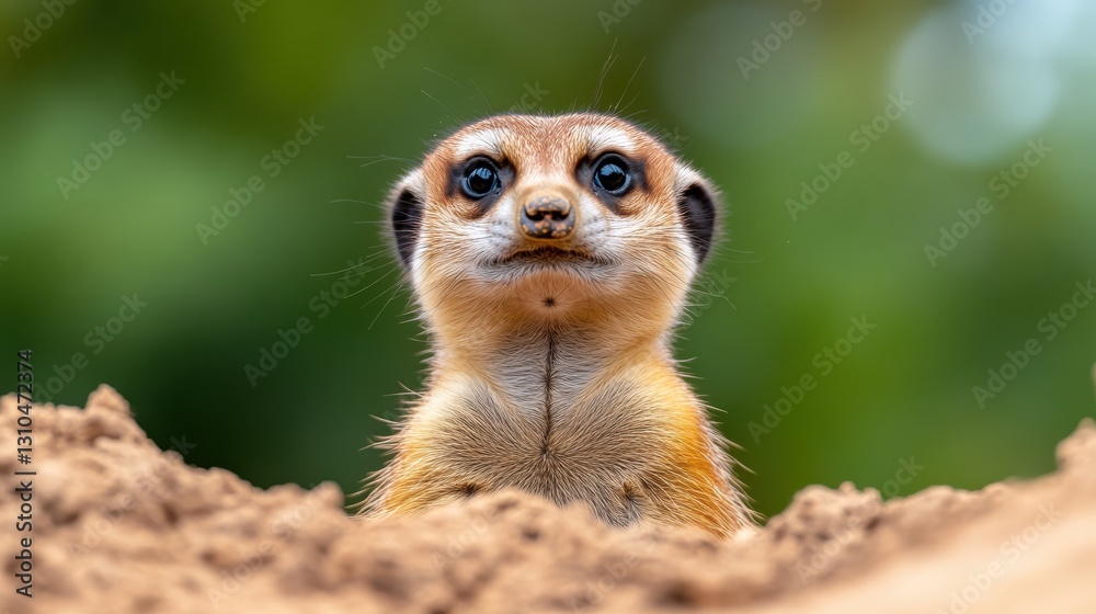 Fototapeta premium Curious meerkat on the lookout in its natural habitat