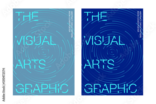 Radial speed Lines in circle dot gradient blue tone circle pattern cover poster front page printing web card template background concept typography layout visual art speed motion curls halftone