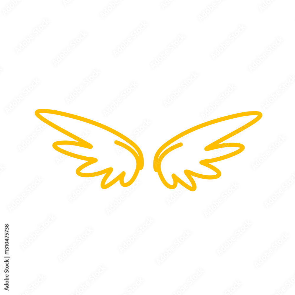 Obraz premium Doodle outline sketch angel wings 