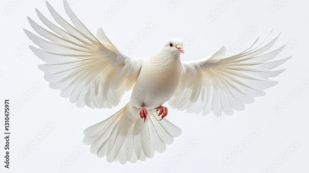 Fototapeta premium White Dove in Flight Against White Background (8)