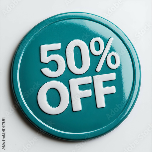 Eye-Catching Circle Discount Sign: 50% off Vibrant Retail Marketing & Promotion Strategy for Special Offers and Savings photo