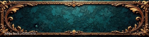 Ornate metal border elements with gilded accents and vines , decoration, foliage, metallic