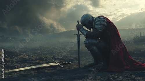 Centurion Centurion Kneeling Scene Quiet Sword Prayer