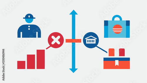 Labor Market Effects A simplistic representation of job sectors with one showing Tariff Impact Increased Costs leading to fewer jobs and another showing Job Losses in Export