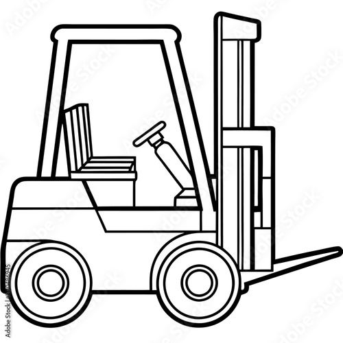 Forklift Simple Outline Construction White Background Vector Illustration, Cartoons, Clipart, Line Art Design, Simple forklift vector illustration for construction, white background, cartoon & line ar
