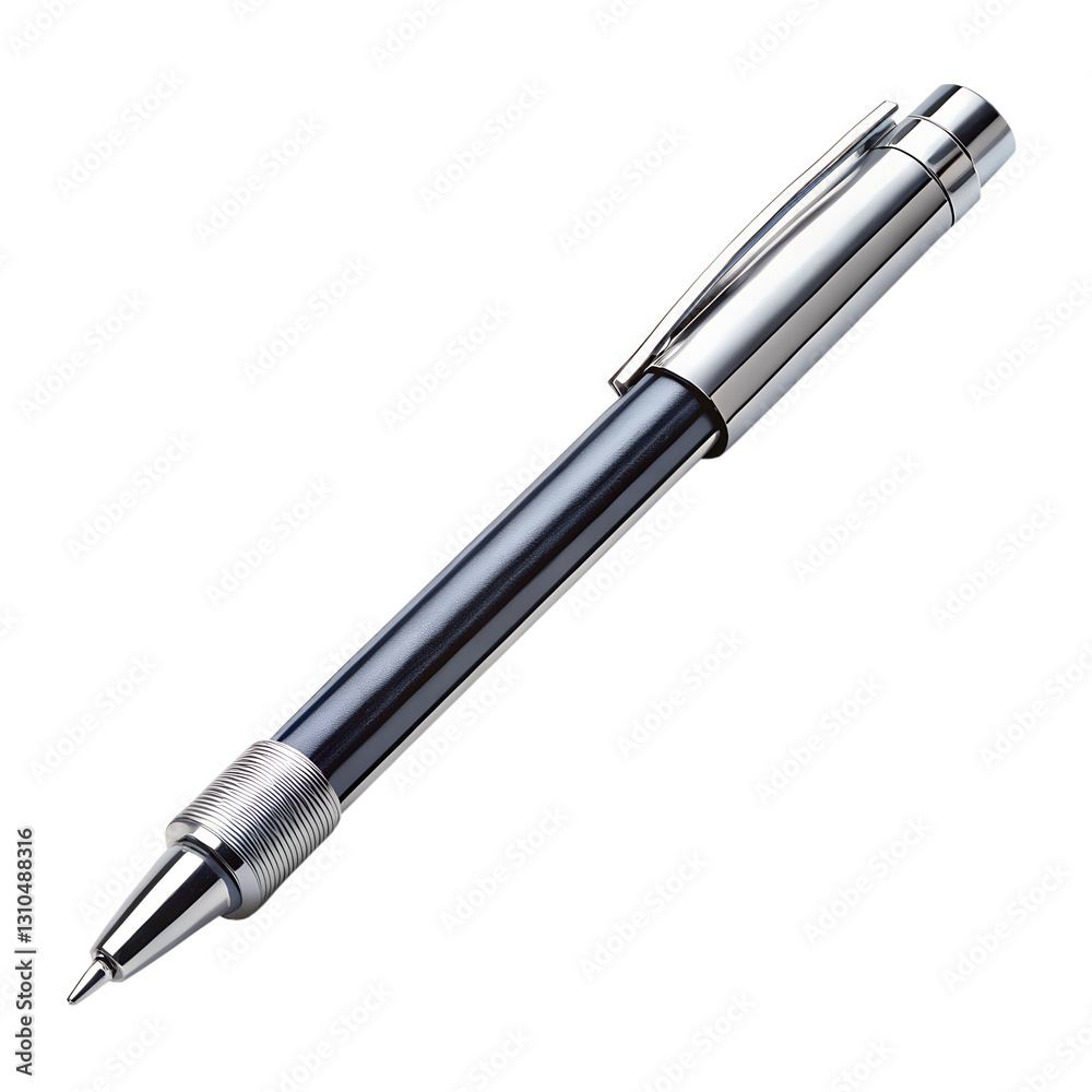 silver ballpoint pen isolated on transparent background silver ballpoint pen isolated on transparent background
