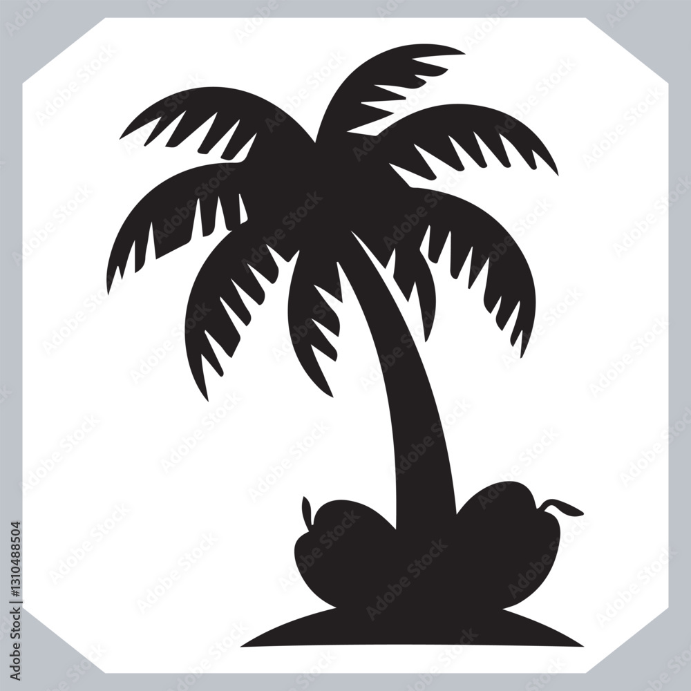Simple and Elegant Palm Tree Silhouette Vector Black Coconut Trees for Logos