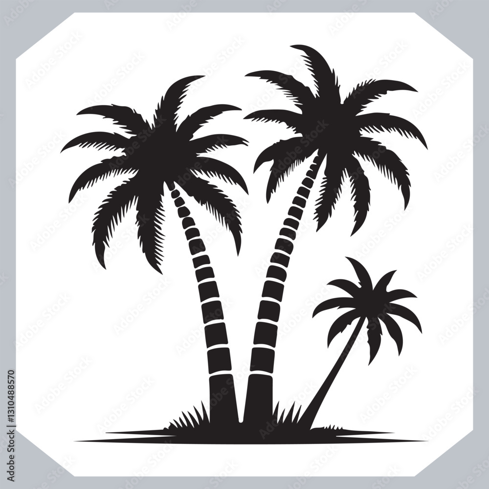 Simple and Elegant Palm Tree Silhouette Vector Black Coconut Trees for Logos