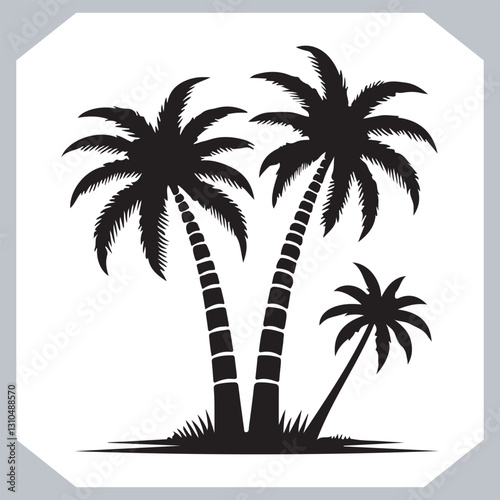 Obraz na płótnie Simple and Elegant Palm Tree Silhouette Vector Black Coconut Trees for Logos w salonie