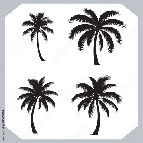 Obraz na płótnie Simple and Elegant Palm Tree Silhouette Vector Black Coconut Trees for Logos w salonie