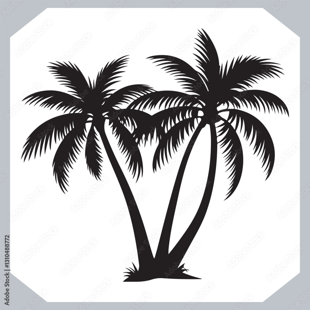 Simple and Elegant Palm Tree Silhouette Vector Black Coconut Trees for Logos