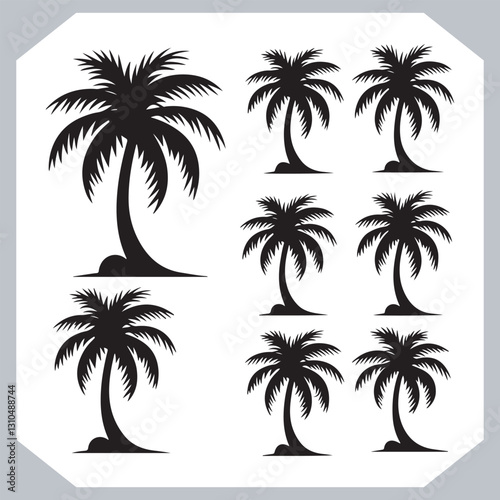 Obraz na płótnie Simple and Elegant Palm Tree Silhouette Vector Black Coconut Trees for Logos w salonie