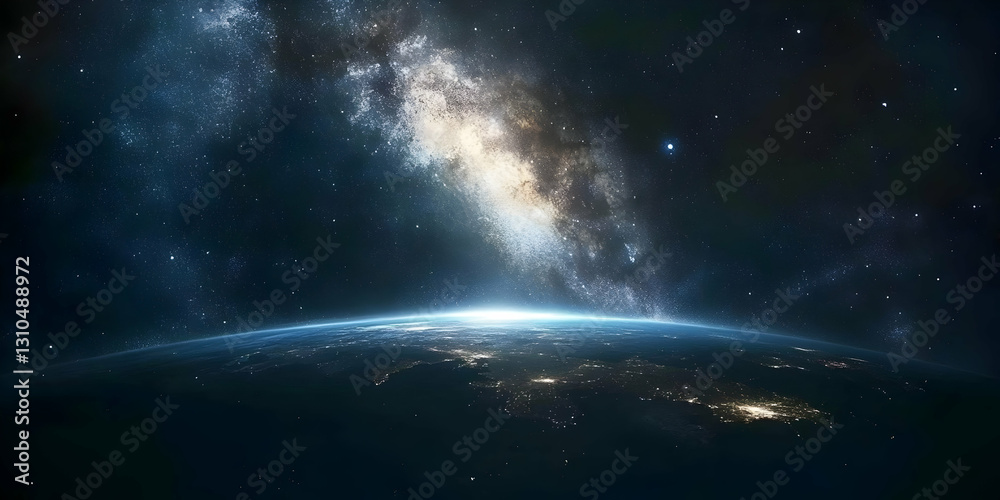 Fototapeta premium Earth and Milky Way Galaxy Illustration